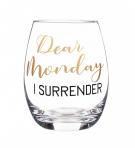 Stemless Wine Glass with Gift Box - Dear Monday, I Surrender 17oz 0